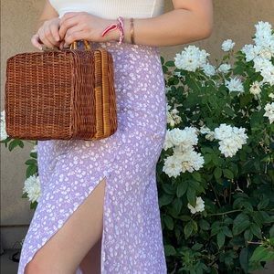 Outfitbook Floral Split Thigh Skirt